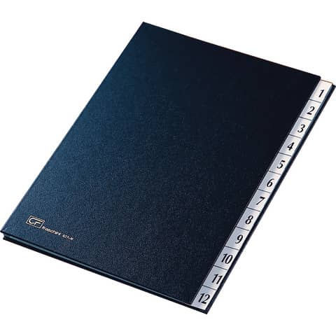 Classificatore numerico 1-12 Fraschini in carta-cartoncino con dorso espandibile 24x34 cm blu - 627-N-DB